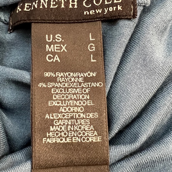 KENNETH COLE NY Vintage Teal sleeveless Turtleneck lace ruched knit top L - Picture 11 of 16